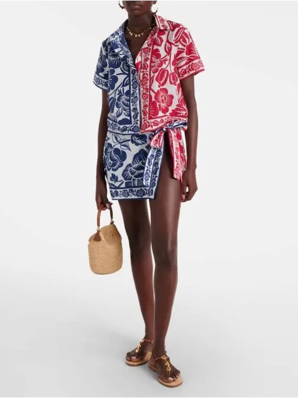 FARM Rio: CASHEW AND BIRDS COTTON MINI SKIRT